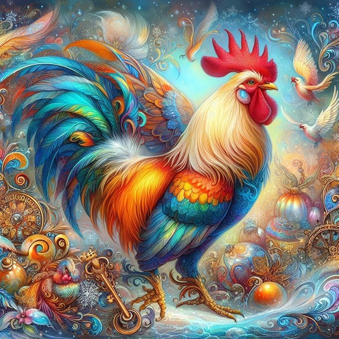 Axquilon Diamond Art Kits for Adults - Chicken Diamond Painting Kits for Adults Beginner, DIY 5D Full Drill Gem Art for Home Wall Decor 14x14 inch