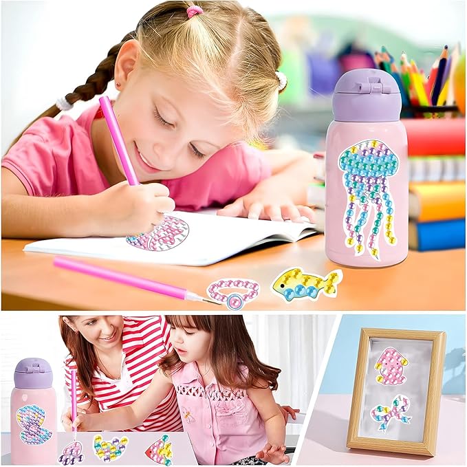 Viicoor 33 PCS Mermaid Diamond Painting Sticker Kit Summer DIY Art Craft for Girls (Mermaid-33P)