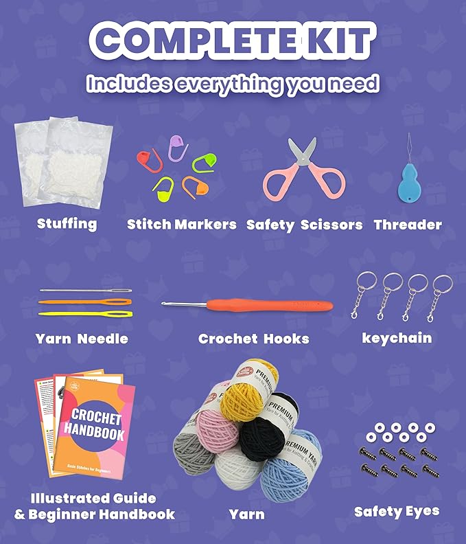PAITIN Crochet Kit for Beginners – DIY Crochet Craft Project, Easy Handmade Yarn Art Kit for Adults with Step-by-Step Video Tutorial