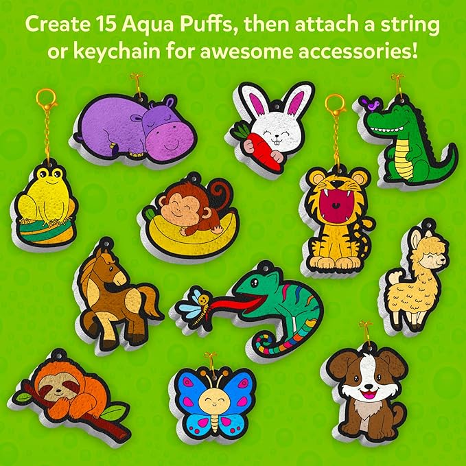 skillmatics 3d art kit - aqua puffs animals, mess-free paint by number craft for kids, diy color & inflate activity, travel & creative gift for girls & boys ages 4, 5, 6, 7, 8, 9, 10