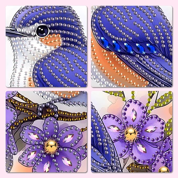 MXJSUA Special Shaped Hanging Diamond Painting Art Kits for Adults, Bluebird 3D Crystal Rhinestone Acrylic Gem Art Pendant Ornaments Kit for Home Decoration and Gift