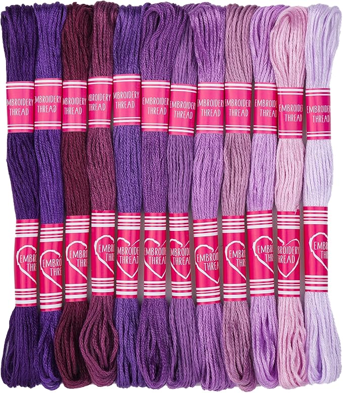 Embroidery Floss,12 Skeins Purple Embroidery Thread,Friendship Bracelet String for DIY Making,Embroidery Crafts