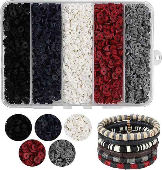 3500 Pcs Multicolor Clay Beads for Bracelets Making 6mm Heishi Polymer Clay Bead, Flat Round Disc for Jewelry Making