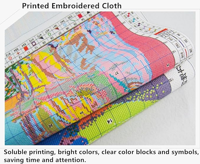 CaptainCrafts Cross Stitch Kits Stamped Cross Stitch Printed Fabric Cross Stitching DIY Art DMC Needlecrafts Embroidery Kit for Adults Beginner (Stamped, Cats Mother and Sons Travel Together)