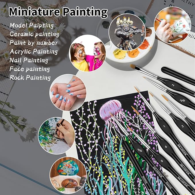Extreme Detail Paint Brushes Set, 15pcs Miniature Paint Brushes for Fine Detailing, Art Painting, Micro Detail Paint Brush for Acrylics, Oils, Watercolors, Paint by Number,Rock Painting