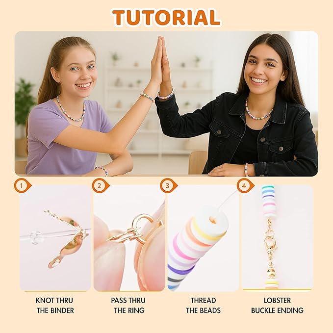 7500+Clay Beads Bracelet Making Kit for Girls- 24 Colors Heishi Beads with No Missing Letter Beads&Charms for DIY Friendship Bracelets and Jewelry Making kit,Arts and Crafts Gift for Teen Girls 6-12