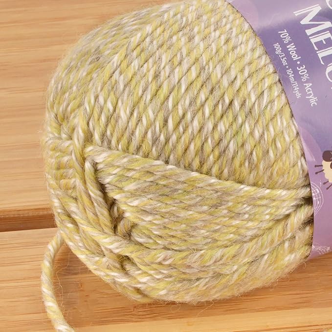 JubileeYarn Chunky Melody Yarn - 100g/Skein Bulky Wool Blend - Sage Heather - 4 Skeins