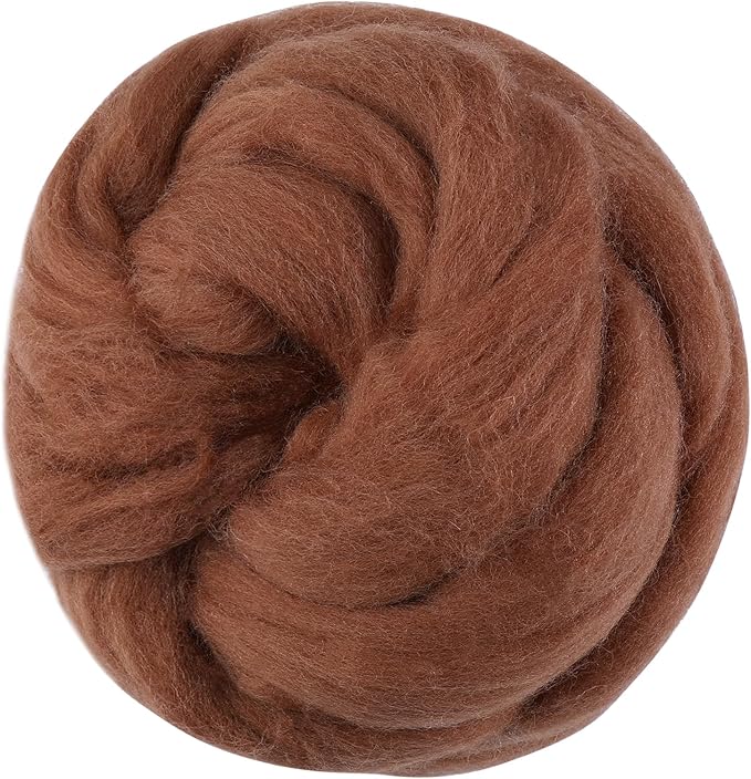 3.53oz Wool Roving, Wool Felting Supplies, Pure Wools, Chunky Yarn, Spinning Wool Roving for Needle Felting Wet Felting DIY Hand Spinning (Dark Coffee)