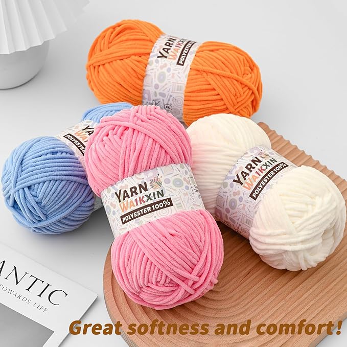 12 Pack Fluffy Chunky Chenille Yarn for Crocheting, Baby Yarn for Crocheting Soft Blanket, 1200g (1574yds) Bulky Yarn Set for Crochet Amigurumi & DIY Crafts B