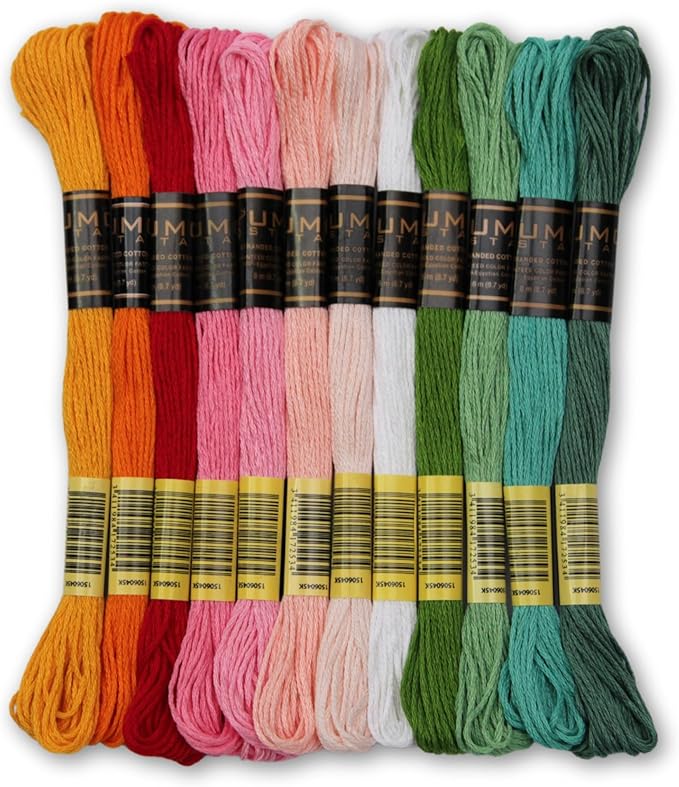 Pack of 50 Popular Colours Premium Embroidery Thread | 100% Egyptian Cotton Premium Skeins | Cross Stitch Embroidery Floss | Oeko TEX Certified| (12, Blush Garden)