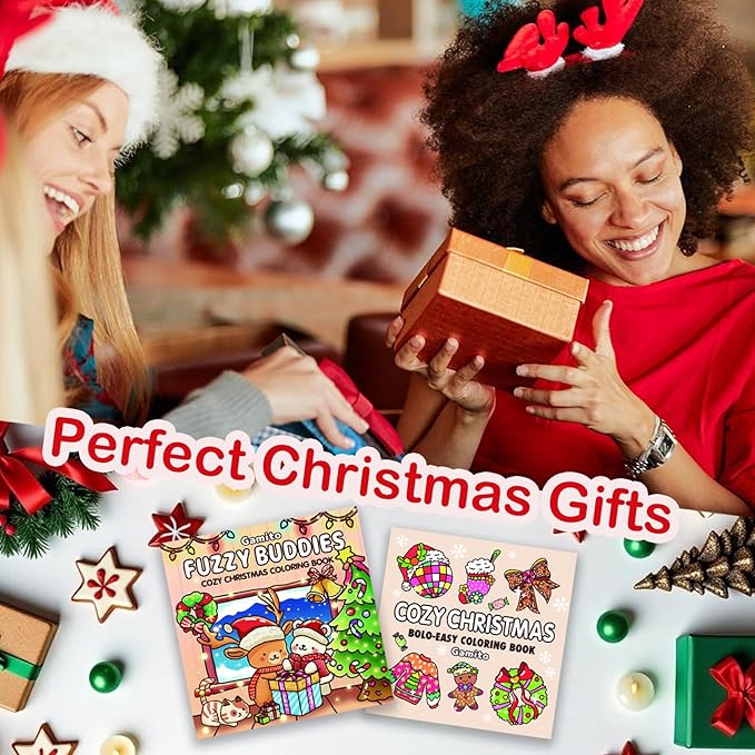 Mini Christmas Coloring Book for Adults, 2-Pack Travel Small Coloring Books, Pocket Size Adults Relaxation Coloring Books Stress Relief Books