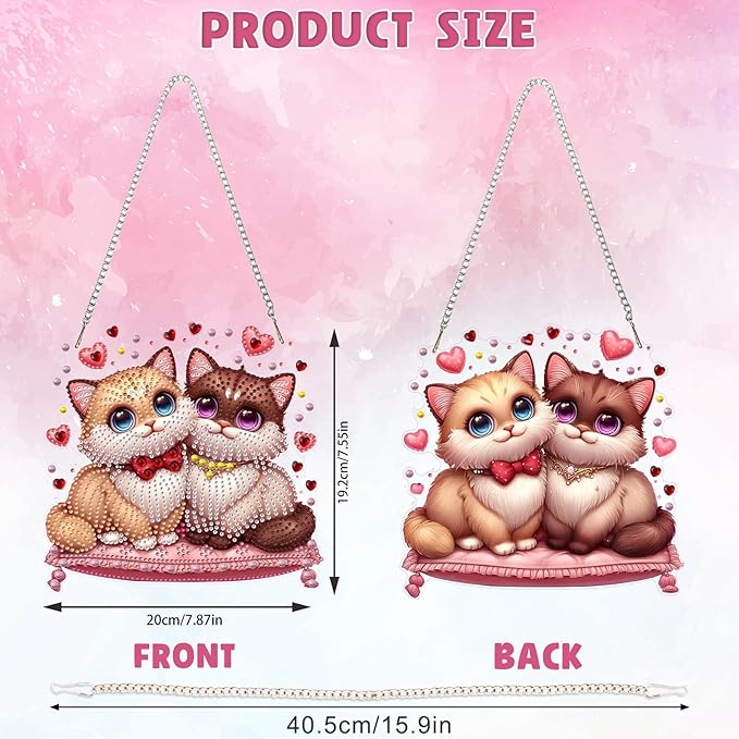 DOMROM Cat Diamond Art Hanging Kits for Adults Beginners, Special Shaped Crystal Diamond Painting Cat Pendant, DIY Diamond Art Suncatchers Animal for Home Garden Wall Decor Gift