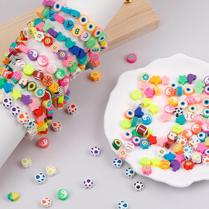 Flower Polymer Clay Beads Bracelet Making Cute Fun Spacer Beads for Jewelry Making, 180pcs Beads for Necklace Bracelets Earrings Key Chains Making DIY Accessories for Women