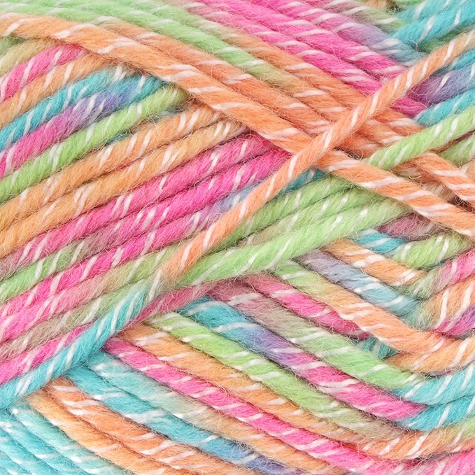 JubileeYarn Chunky Melody Yarn - 100g/Skein Bulky Wool Blend - Rainbow Sherbet - 4 Skeins
