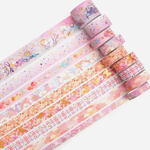 YUBBAEX Mystic Gold Washi Tape Set Wide Silver Foil Masking Tape Decorative for Arts, DIY Crafts, Journal Supplies, Planners, Scrapbook, Card/Gift Wrapping (Sweet Memory)