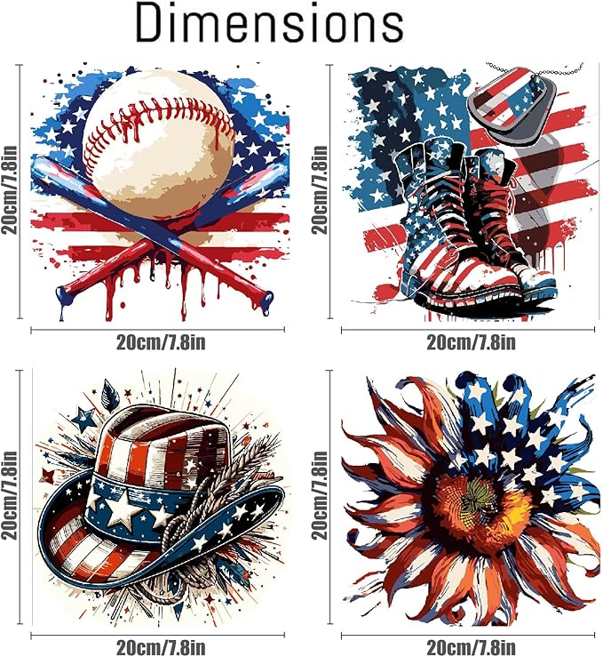 Canrichshop 4 Pack Framed Independence Day Paint by Numbers Kit for Adults,4 of July Patriotic Adult Paint-by-Number Kits on Canvas, DIY Oil Number Painting for Home Decor 8 x 8 inch