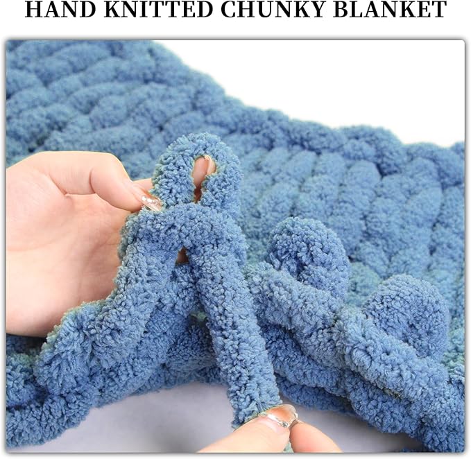 SUNTQ 8 Pack Chunky Chenille Yarn for Crocheting, Bulky Thick Fluffy Yarn for Hand Knitting Blanket, Soft Plush Knitting Yarn for Cushions, Pet Bed,Home Decor,Peacock Blue(32 yds,8.8 oz Each Skein)