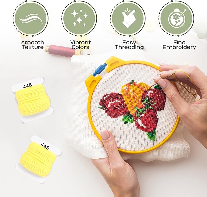 Embroidery Floss Kit and Refills - Cotton Threads - DMC Color Coding for Cross Stitch, String Crafts, Friendship Bracelets