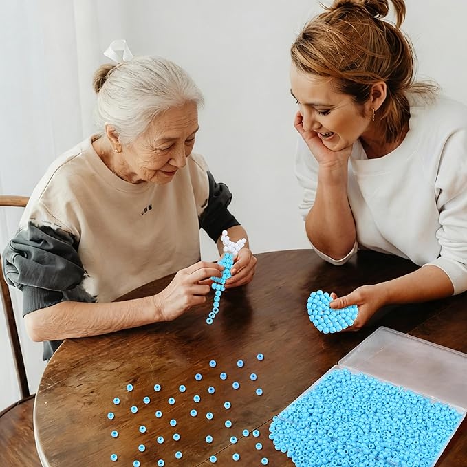 1000Pc Boxed Light Blue Pony Beads, 9MM Plastic Craft Beads with Large Hole, Light Blue Hair Bead for Braids, Bracelet Bead for Jewelry Making