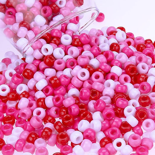 1000pcs red pink white pony beads bulk for bracelets making valentines day bracelet beads for crafts hair beads for braids diy crafts home party decorations