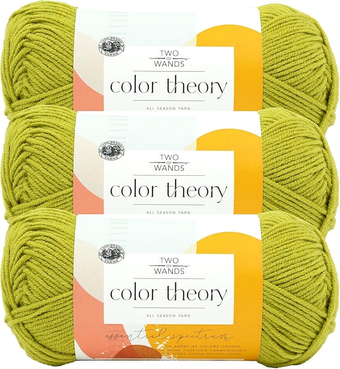 Lion Brand Yarn, Color Theory Worsted Weight Yarn for Knitting and Crochet, Citron, 3 Pack, Acrylic Fiber with Modern Color Palette, Perfect for Sweaters, Hats and Cozy Blankets