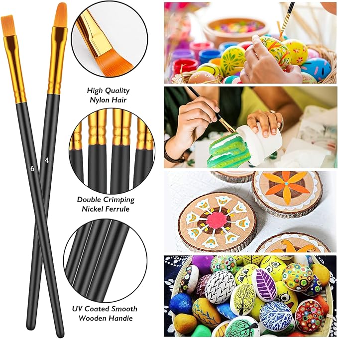 Paint Brushes Set, 60 Pcs Paint Brushes for Acrylic Painting, Oil Watercolor Acrylic Paint Brush, Artist Paintbrushes for Body Face Rock Canvas, Adult Drawing Arts Crafts Supplies, Black