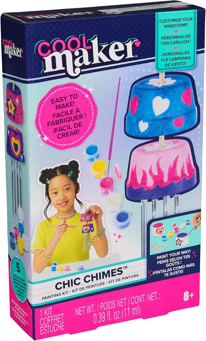 Cool Maker, Chic Chimes Painting Kit with 5 Colors, Paint & Design a Stylish Windchime, Room Decor Arts and Crafts Kit, Kids Toys for Girls Ages 8 and up