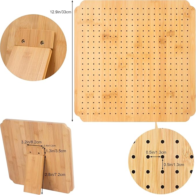 13" Crochet Blocking Board with 15 Pegs/Pins,Granny Square Blocking Board,Blocking Boards for Crochet Projects,Wooden Crocheting Accessories Gifts for Crocheters.