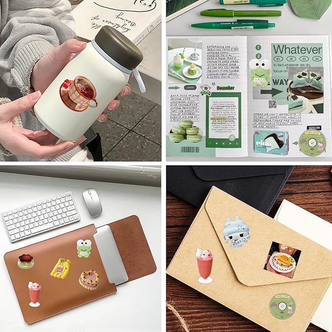 600+ Pcs Kawaii Food Stickers - 30 Sheets Cute Decals for Journals, Planners, Water Bottles & Scrapbooking - Acid-Free Vinyl Prayer Board Supplies-Vision Board Supplies(Green)