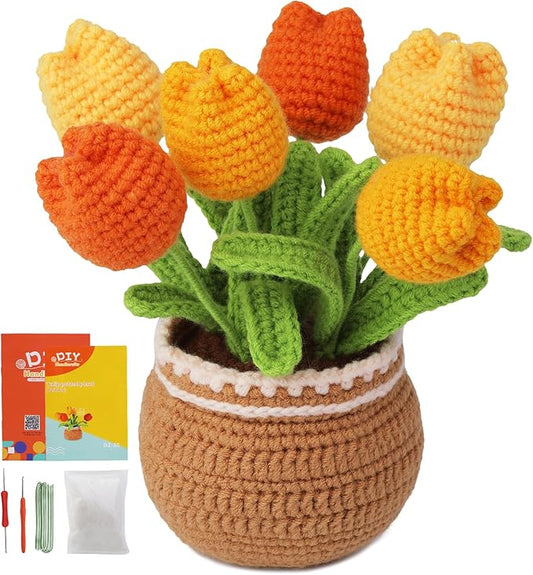 kgxulr Crochet Kit for Beginners, Crochet Kit Beginner Crochet Starter Kit for Complete Beginners Adults, Crocheting Knitting Kit with Step-by-Step Video Tutorials