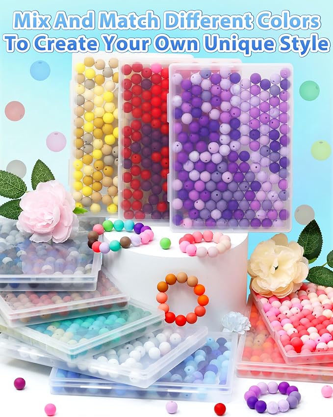 160pcs fiveizero 12mm silicone beads for keychain making, blue mixed 6 colors round silicone bead bulk for pens, rubber beads for bracelets and diy crafts