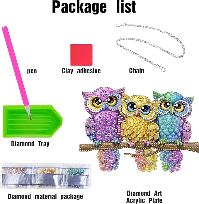 LOMSIOY Diamond Art Hanging Kit for Adult, Bird Front Door Sign Window Hanging for Outdoor, Animal Double Sided Summer Decor Suncatcers for Porch, Hanging Pendants for Garden Wall （8x8 Inch
