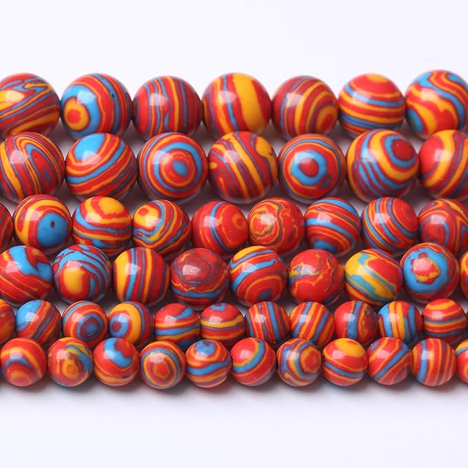 Red Yellow Blue Peacock Turquoise Stone Beads for Jewelry Making Gemstone Round Crystal Bracelet Necklace 1 Strand 15.5inch 4MM