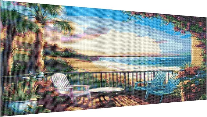 DOTZSO Large Diamond Painting Kits for Adults, Easy DIY 5D Round Full Drill Diamond Art kit Diamond Dot Crystal Gem Art and Craft for Beginners Home Wall Decor Landscape 27.5 X 15.7 Inches