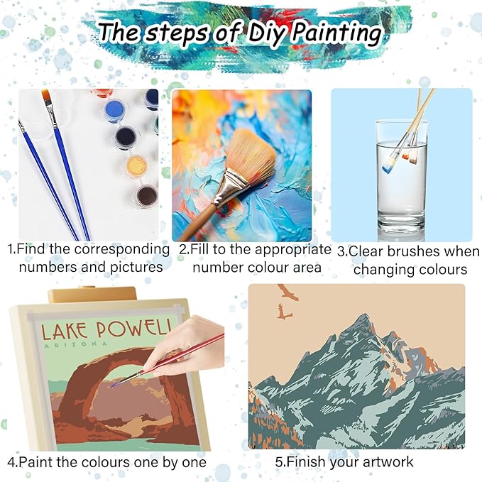 TONGZONGFU 4 Pack National Park Paint by Numbers Kit for Adults Beginners - 10x14 Inch Easy Paint by Number Landscape Kits on Canvas,Wander Painting National Parks Paint by Number