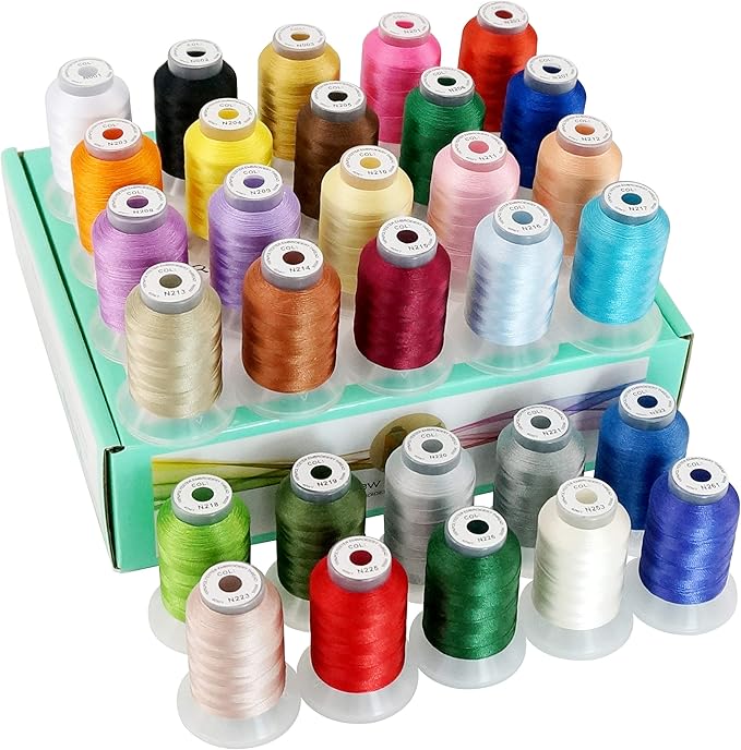 New brothread 30 Colors Polyester Embroidery Machine Thread Kit 500M (550Y) Each Spool - Colors Compatible with Janome and Robison-Anton Colors - Assortment 1