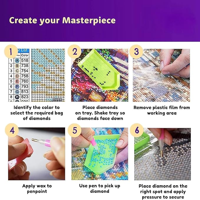 DOTZSO 6 Pack Diamond Painting Adult 5D Diamond Painting Kit DIY Full Diamond Art kit with Crystal Art and Craft for Beginners 12x16 Inches (Moon Lake)