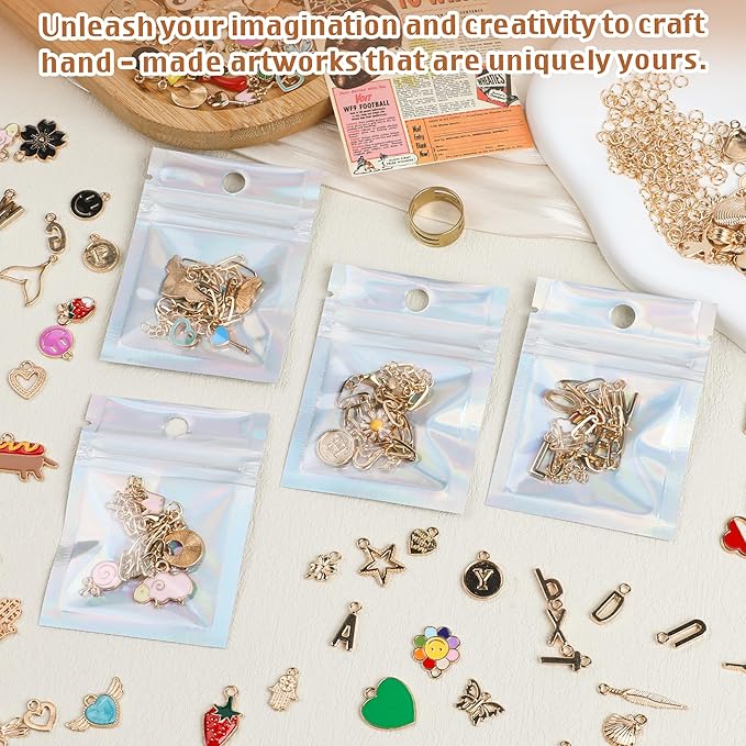 Starry 481 Pieces Gold Charm Bracelet Making Kit with Pliers Including 12 Paperclip Chain 100 Charms Jewelry,104 Letter Charms Kit,Pliers/Jump Rings Supplies for Adult DIY Crafting and Jewelry Making