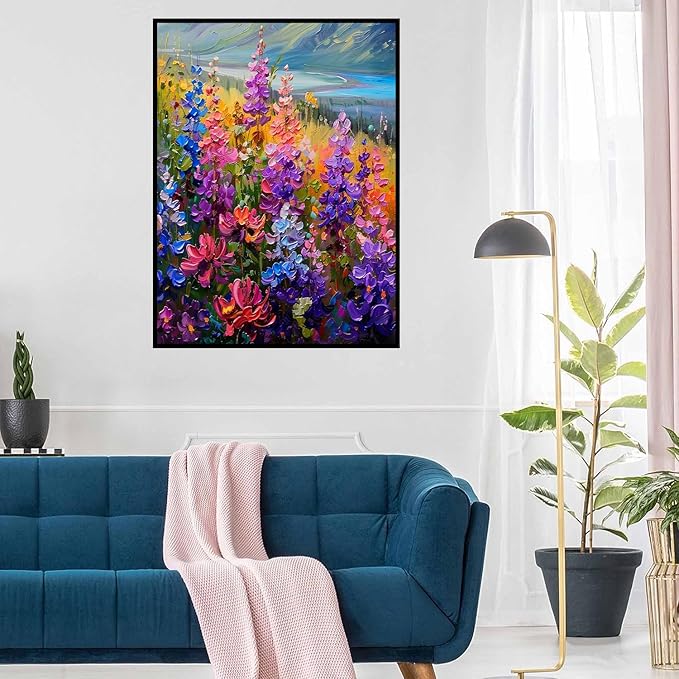 ijbnhd Wild Flowers Diamond Art Kits for Adults, Wild Flowers Diamond Painting Kits for Adults, DIY Full Drill Gem Art Crystal Rhinestone for Wall Home Decor 12X16inch