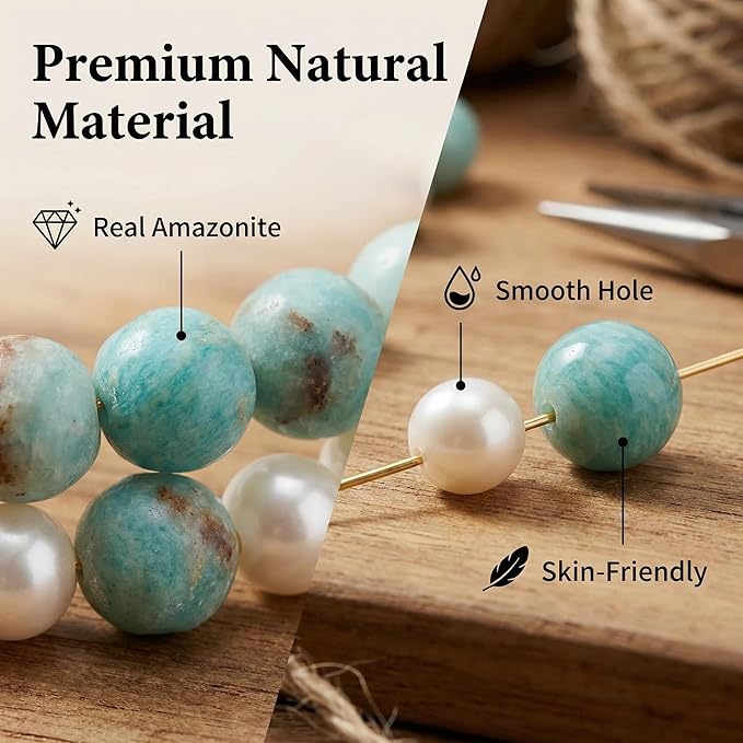 Imaginovelty 1920PCS Jewelry Making Kit with Natural Amazonite Stone Beads, Irregular Chips & Crystal Beads for Bracelets,Necklaces Earrings, Complete DIY Craft Set with Pliers & Gift Box