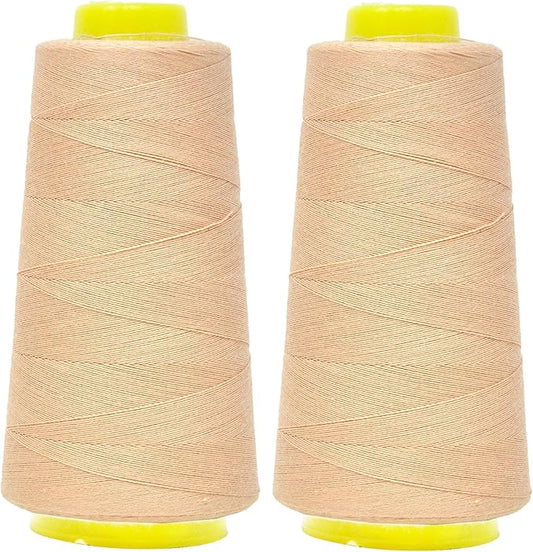 Mandala Crafts Champagne Thread Cones for Machine and Hand Quilting - 2400 Yds 50 WT Multiple Purpose Mercerized 100% Cotton Threads for Sewing Machine Serger Embroidery