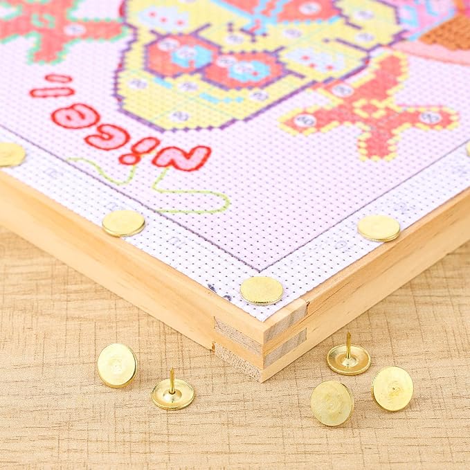 Czlotyh 8 PCS Needlepoint Stretcher Bars 2 Sizes Stretcher Bars for Needlework Wooden Canvas Art Supplies with 40 Thumb Tacks for Needlepoint Embroidery Stitch Frame Set Bundle with Crafts