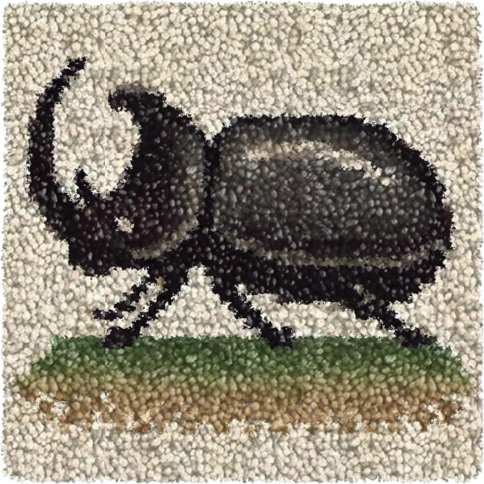 Yglnden Latch Hook Kits for DIY Rug Crafts Insect Pattern Color Printed Canvas,Latch Hook Kits for Beginners Handmade Needlework Crafts Home Decoration,12"x12"