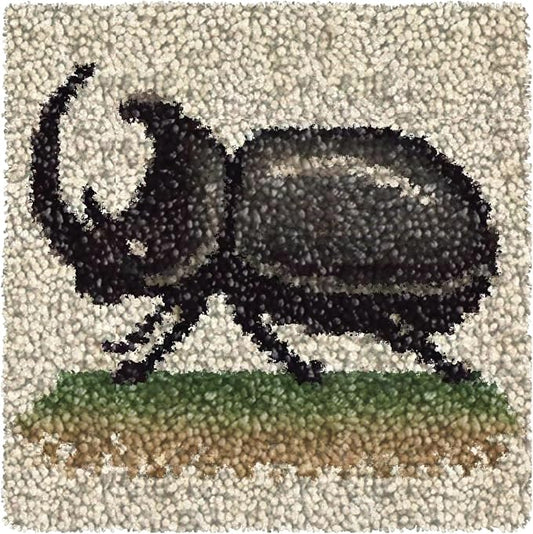 Yglnden Latch Hook Kits for DIY Rug Crafts Insect Pattern Color Printed Canvas,Latch Hook Kits for Beginners Handmade Needlework Crafts Home Decoration,12"x12"