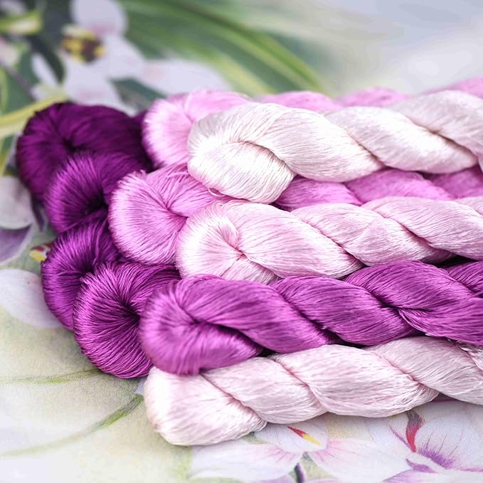 Natural 100% Silk Thread, Handmade Embroidery Thread Silk Floss 10 Colors 110m Each (65)