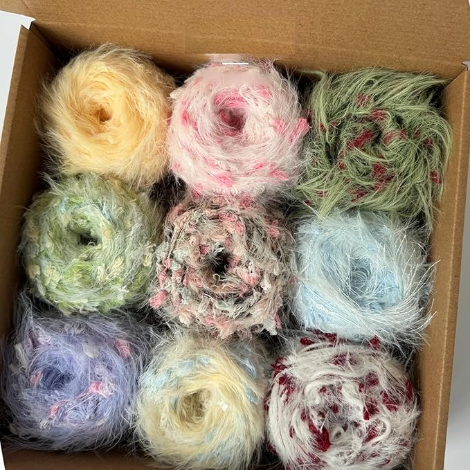 【Blind Box 4 Pack of 50g/Skein】 WWnYYUS Hand Spun Art Yarn with Hand Blended Colorful Handmade for Jewelry Making, Junk Magazines Knitting Crafts Textile Decorative Tassels Card Making (Blind Box)