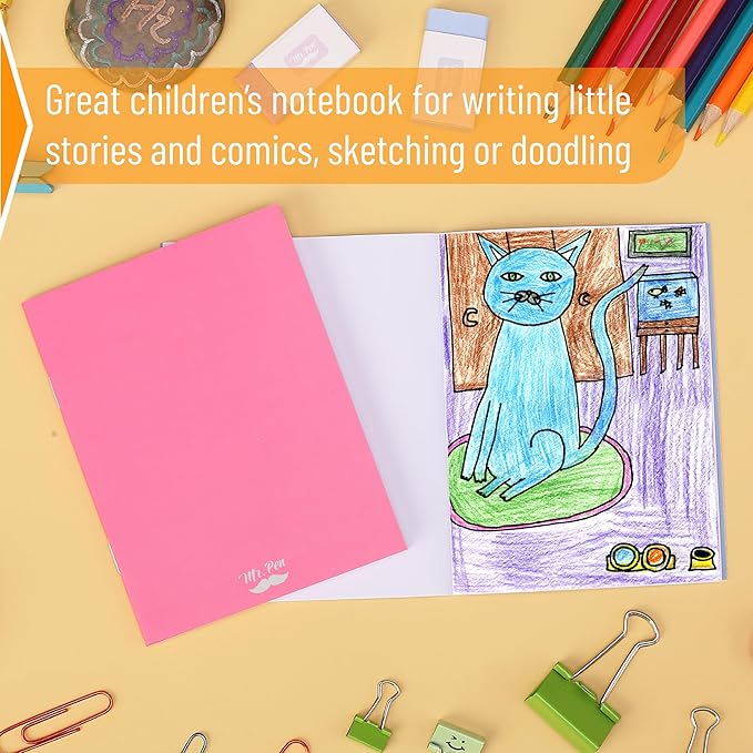 Mr. Pen- Colorful Blank Books, 4.2 x 5.5 Inches, 32 Pages, 8 Pack, Blank Notebooks for Kids, Mini Notebooks for Kids, Mini Journal for Students, Blank Journal for Kids, Unlined Notebook, Kids Journal