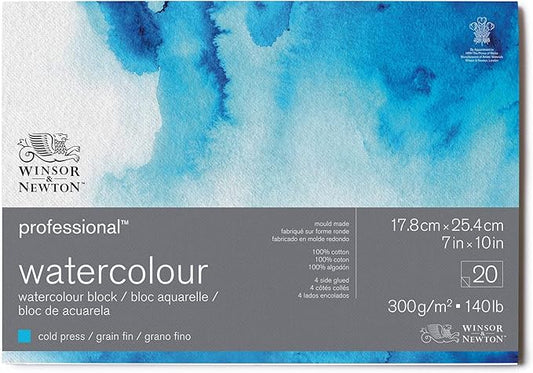 Winsor & Newton Professional Watercolor Paper Block, 7" x 10", Cold Pressed