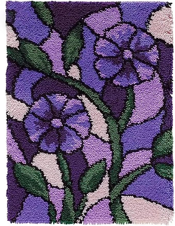 ZFFLYH Latch Hook Kits for Adults, DIY Latch Hook Rug Making Kit for Adults Kids Beginners, Making Cushion Needlework Home Decor Festival Gift 20X15inch,Flower