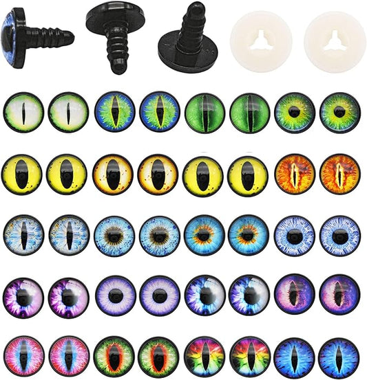 JJGQAZ 16 Pairs 14mm 16mm Dragon Eye Safety Eyes with Washer for Stuffed Animal Eyes Amigurumi Crochet Toy Craft Eyes for Teddy Bear Doll Making Supplies (16MM)